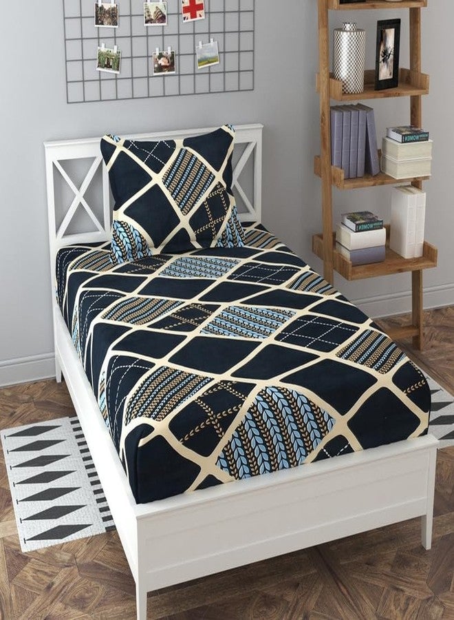 Delight Zone Glace Cotton 160TC Prime Collection Single Flat Bedsheet with 1 Pillow Cover - (Black3) - Image 1