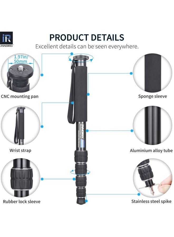 Innorel RM325A Camera Monopod Professional Portable 5-Section Compact Travel Aluminum Alloy Monopod for Canon Nikon Sony DSLR Camera Video Camcorder DV Photography Bracket Load 26lbs/12kg - Image 4