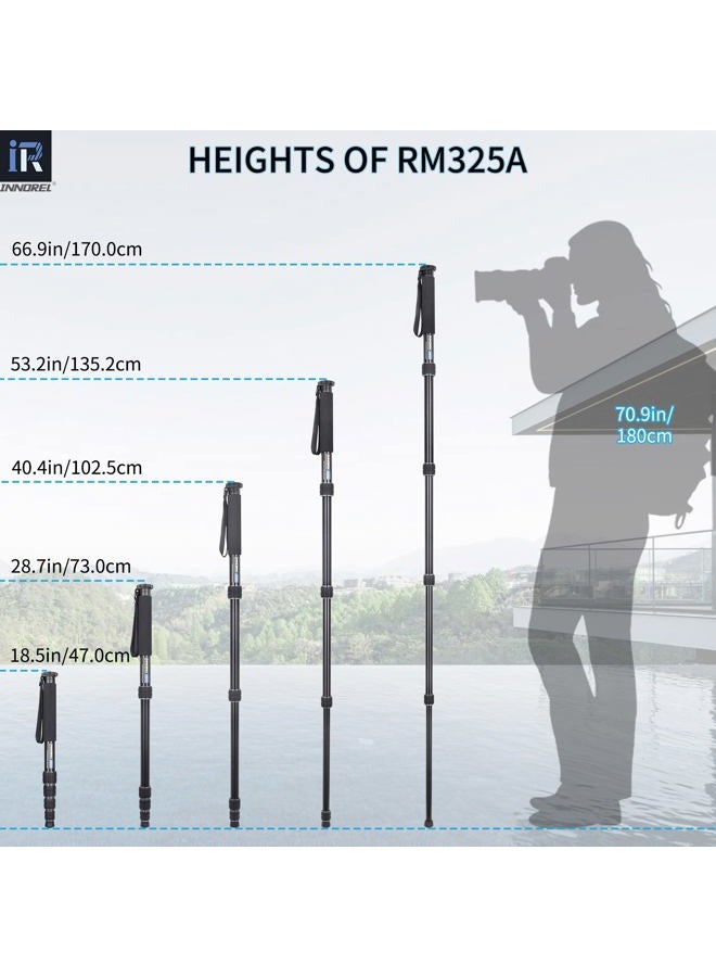 Innorel RM325A Camera Monopod Professional Portable 5-Section Compact Travel Aluminum Alloy Monopod for Canon Nikon Sony DSLR Camera Video Camcorder DV Photography Bracket Load 26lbs/12kg - Image 5