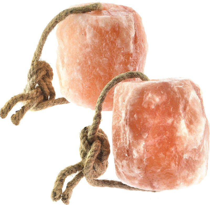 UmAid Himalayan Salt Lick 6 lbs On Rope for Horse, Deer, Goat, and Livestock Animals - Himalayan Salt Block 2 Pack - Image 1