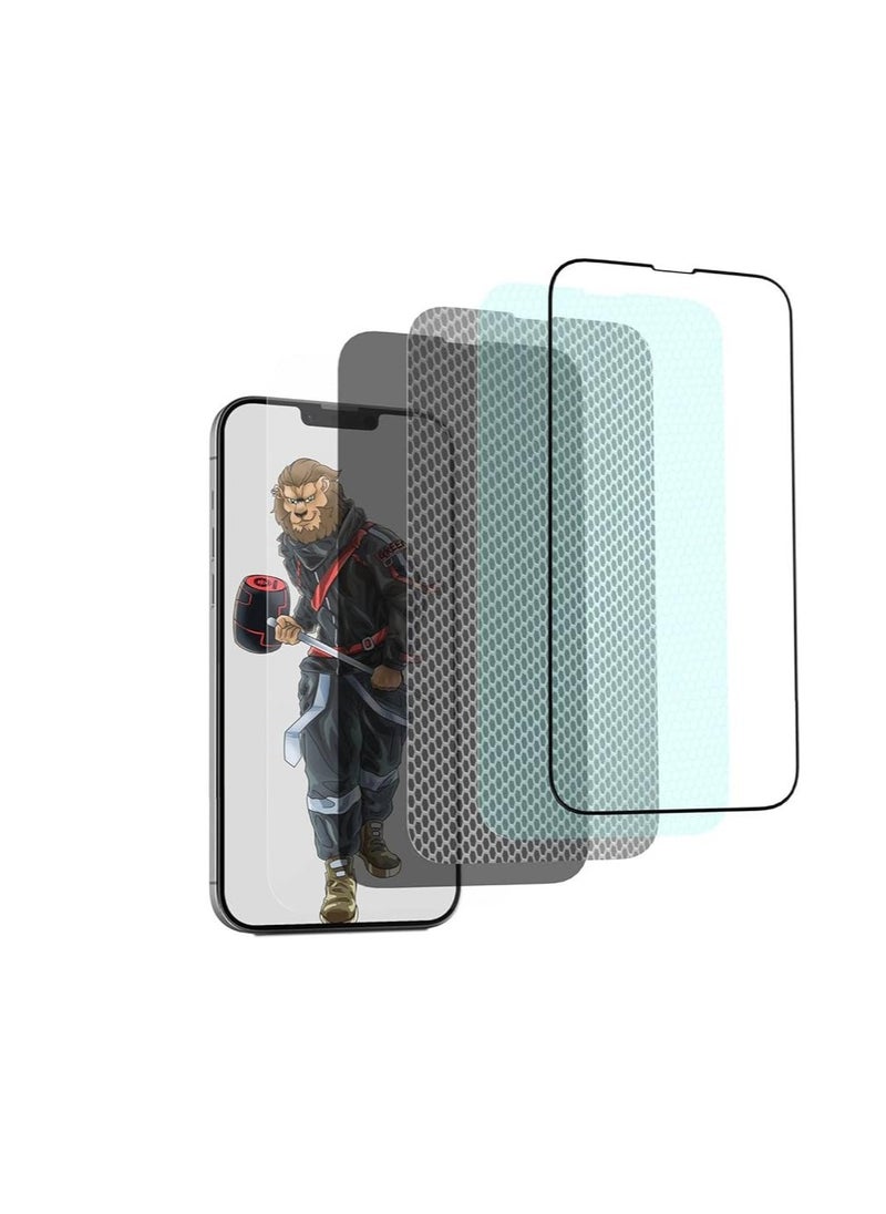 جرين هاوس - واقي شاشة منحني كامل زجاجي ثلاثي الأبعاد من Forte لهاتف iPhone 13/13 Pro (6.1 بوصة) - أسود - Image 1