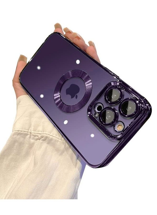 IAF Compatible with iPhone 14 Pro Max Case Camera Lens Protector Plating Luxury Cover for Women Men Clear Soft TPU Shockproof Protective Phone Case for 14 Pro Max 6.7 Inch 2022 - Purple - Image 5