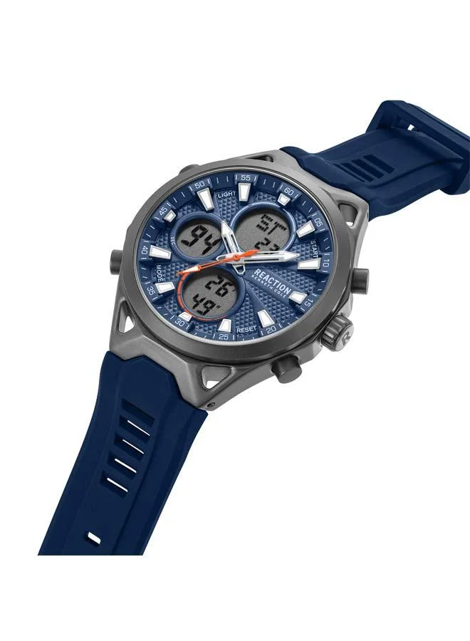 كينيث كول ريأكشن Blue Dial Black Silicone Strap Analog-digital Watch for Men, 45mm