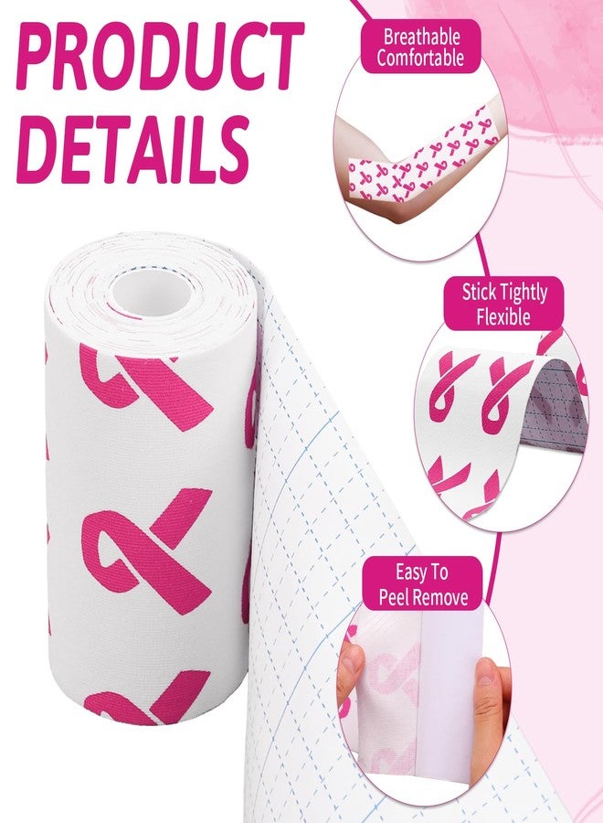 Whaline Breast Cancer Awareness Athletic Tapes 4 in x 16.4 Ft Pink Ribbon Football Turf Tape for Home Outdoor Sports Training Basketball - Image 3