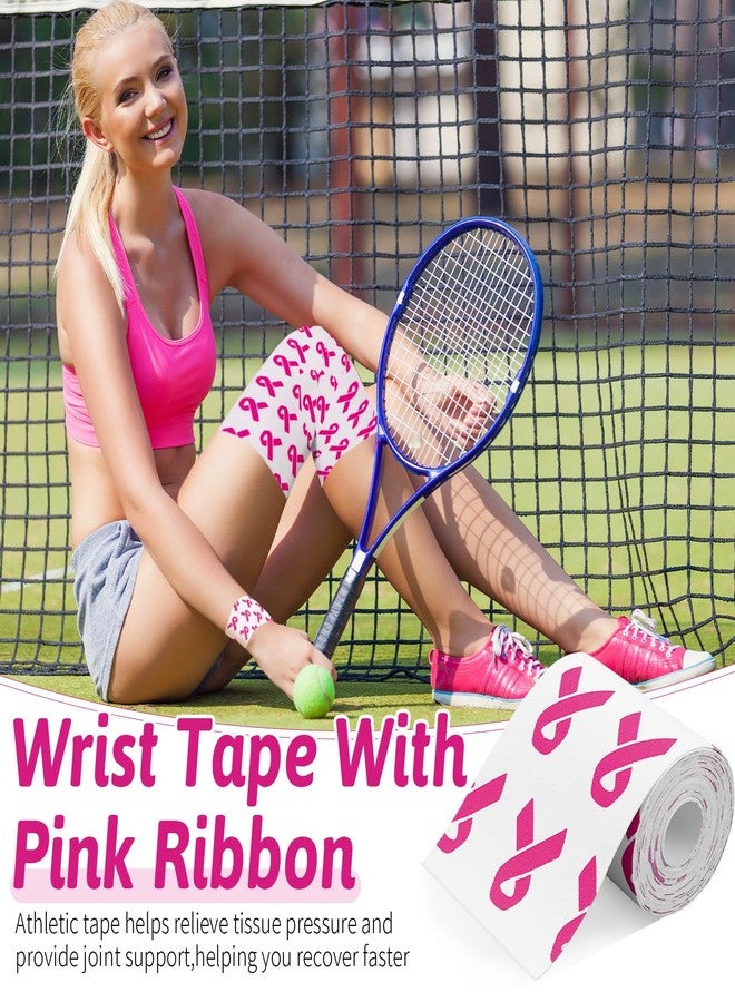 Whaline Breast Cancer Awareness Athletic Tapes 4 in x 16.4 Ft Pink Ribbon Football Turf Tape for Home Outdoor Sports Training Basketball - Image 4