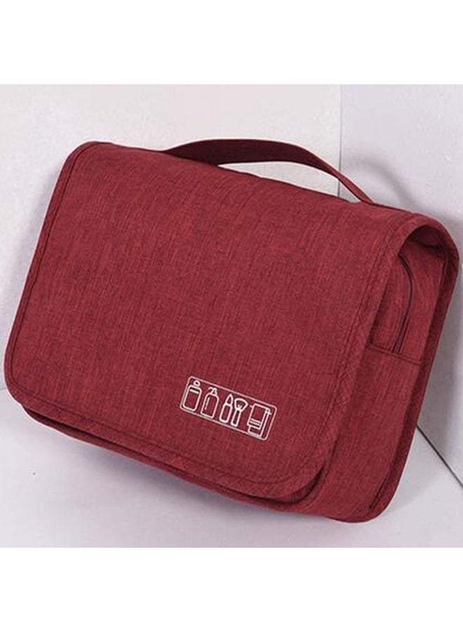 Travel Cosmetic Bag Folding Hanging Toiletry Wash Organizer Pouch - Red - Image 3