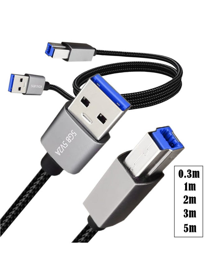 كابل بيانات طابعة USB 3.0 عالي السرعة من النوع A ذكر إلى النوع B ذكر، كابل بيانات صندوق القرص الصلب المحمول بمنفذ AM/BM مربع - طول الخط: 5 أمتار - Image 1