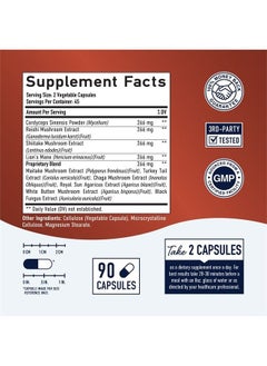SMNutrition 10 Mushroom Complex Supplement | 1300+ MG Blend | Immune & Adaptogen Support from Lions Mane, Turkey Tail, Cordyceps, Reishi, Shiitake, Maitake, Chaga & White Button Mushroom Extracts | 90 Capsules  - Image 4