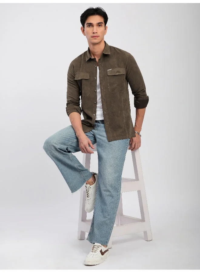 بيونغ قميص سويدي بني بجيبين