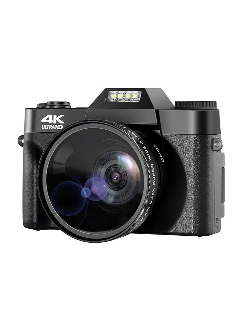 Camcorder 4K Digital Camera 48MP Camcorder Vlog Camera 60FPS Autofocus 16x Zoom Camera Camera Multi-Camera Recording Camera (Wide Angle Lens WIFI) - Image 1