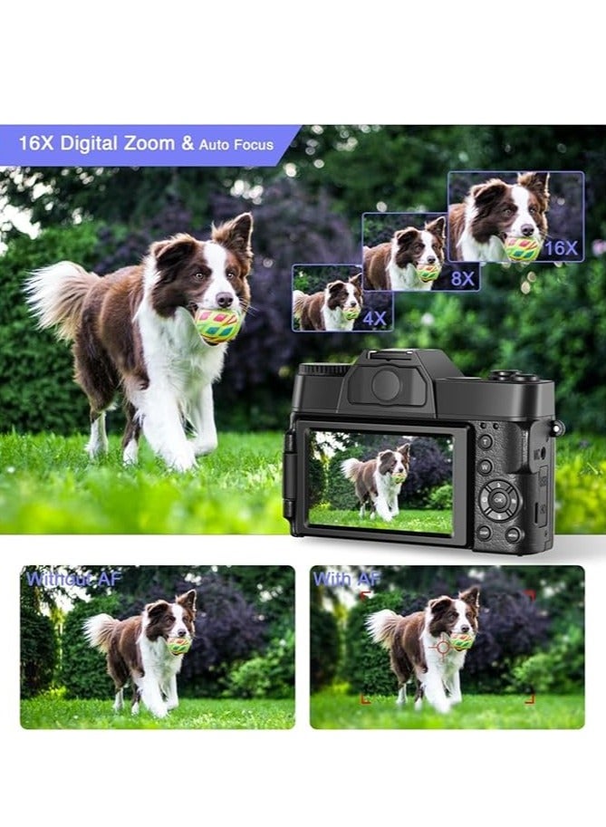 Camcorder 4K Digital Camera 48MP Camcorder Vlog Camera 60FPS Autofocus 16x Zoom Camera Camera Multi-Camera Recording Camera (Wide Angle Lens WIFI) - Image 4
