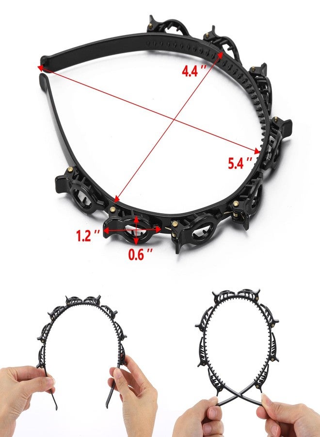 acDesign 4 Pcs Headband with Clips, Professional Weave Bangs Hairstyle Hairpin Headband, Clip Headbands for Women (2Black and 2Red) - Image 2