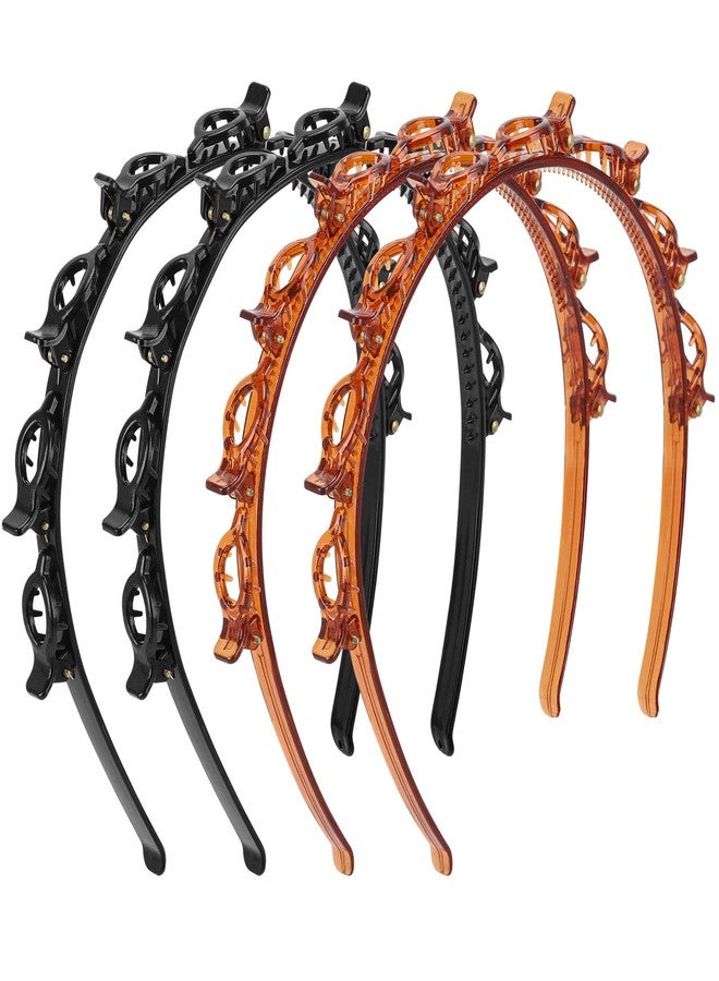 acDesign 4 Pcs Headband with Clips, Professional Weave Bangs Hairstyle Hairpin Headband, Clip Headbands for Women (2Black and 2Red) - Image 1