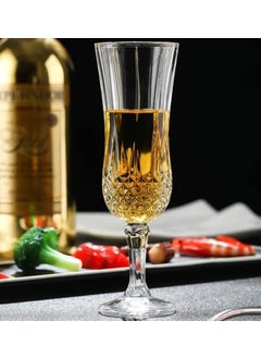 PAPITA PAPITA Stylish Crystal Champagne Glass Vintage Diamond Cut Design Long Champagne Wine Glass with Elegant Flutes StemClear 155ML 3PCS  - Image 2
