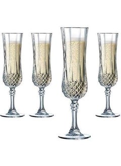 PAPITA PAPITA Stylish Crystal Champagne Glass Vintage Diamond Cut Design Long Champagne Wine Glass with Elegant Flutes StemClear 155ML 3PCS  - Image 4