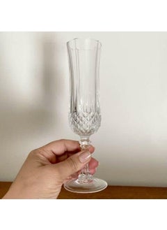 PAPITA PAPITA Stylish Crystal Champagne Glass Vintage Diamond Cut Design Long Champagne Wine Glass with Elegant Flutes StemClear 155ML 3PCS  - Image 5