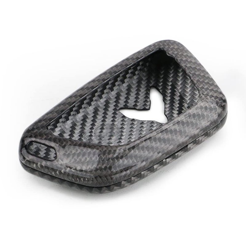 PACEWALKER Carbon Fiber for Chevrolet Corvette C8 Key Fob Case Cover 2020 2021 2022 2023 2024 2025 Keyless Entry Shell Trim Carbon Fiber Grey
