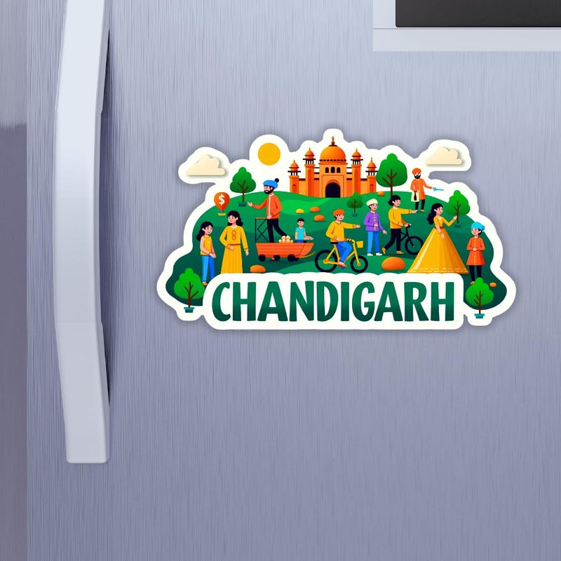 GiftODay Chandigarh City Theme Souvenir Wooden Fridge Magnet for Refrigerator Chandigarh Fridge Magnet for Kitchen Home Decor Perfect Souvenir Gift Size 3x3 Inches Pack of 1 - Image 2