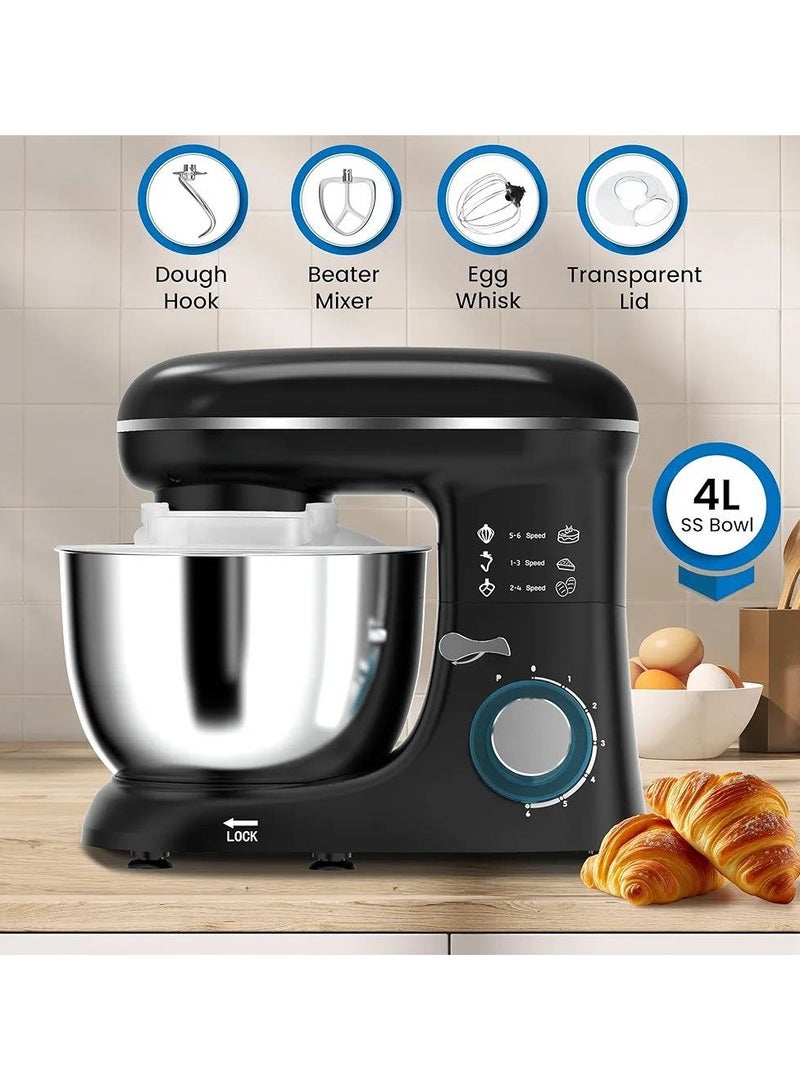 Stand Mixer, Full Metal Gear System, 4L Stainless Steel Bowl - 6 Speeds, LED, Safety Switch, Anti-slip Feet.  - Image 2