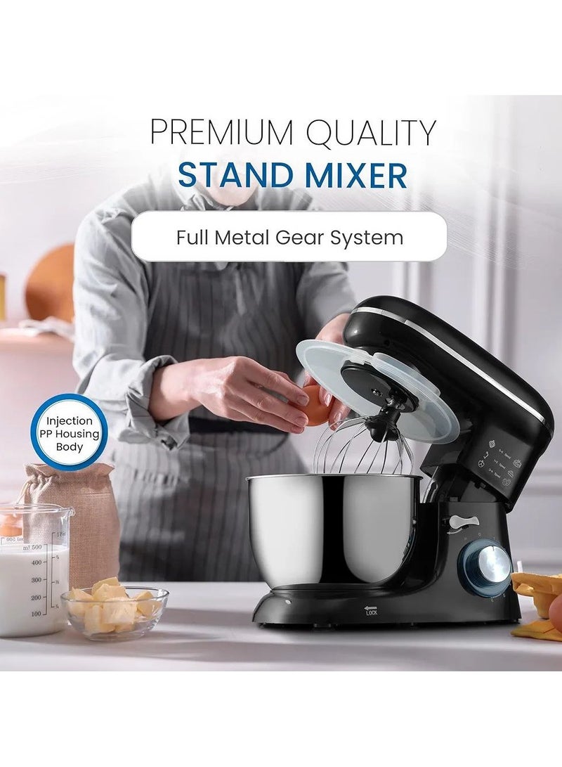 Stand Mixer, Full Metal Gear System, 4L Stainless Steel Bowl - 6 Speeds, LED, Safety Switch, Anti-slip Feet.  - Image 3