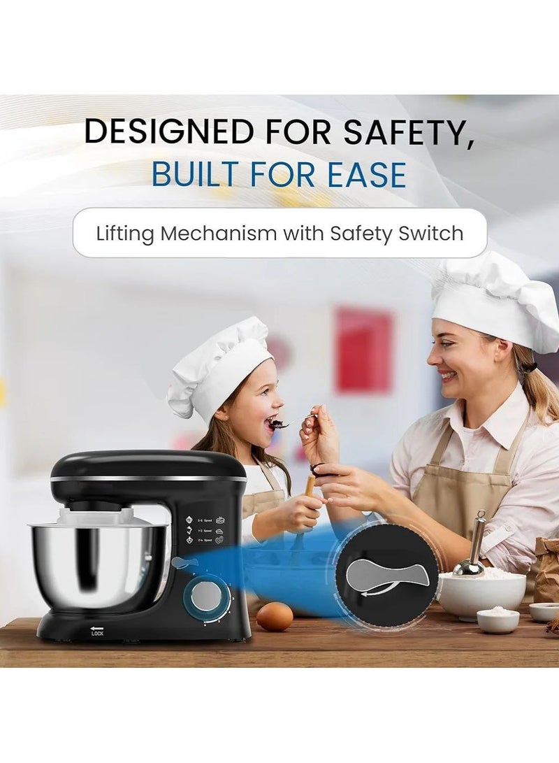 Stand Mixer, Full Metal Gear System, 4L Stainless Steel Bowl - 6 Speeds, LED, Safety Switch, Anti-slip Feet.  - Image 4