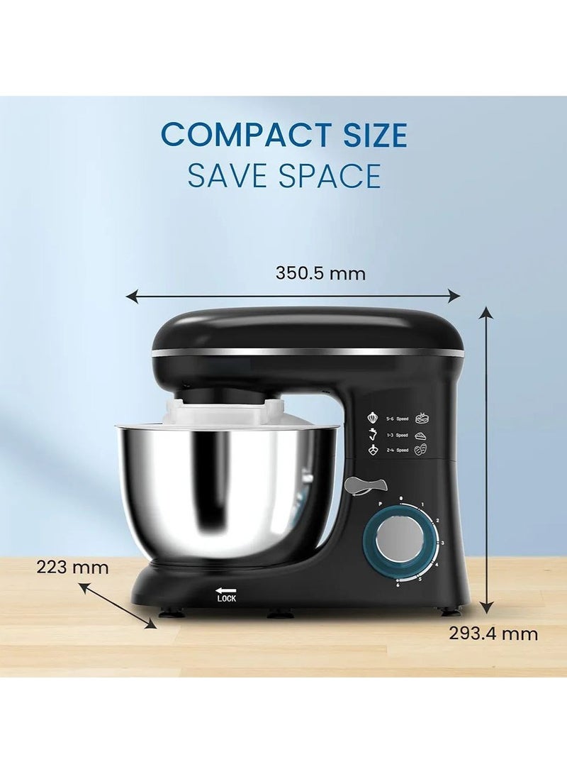 Stand Mixer, Full Metal Gear System, 4L Stainless Steel Bowl - 6 Speeds, LED, Safety Switch, Anti-slip Feet.  - Image 5