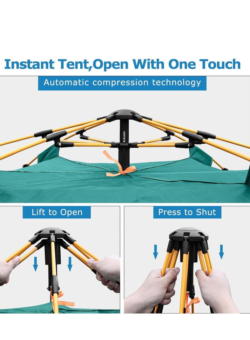 خيمة تخييم - خيمة عائلية فورية تتسع من 3 إلى 4 أشخاص، خيام أوتوماتيكية للتخييم، خيمة تخييم عائلية مقاومة للماء، خيمة سهلة التركيب، خيمة محمولة مقاومة للرياح على شكل قبة للتخييم والمشي لمسافات طويلة والسفر - Image 3