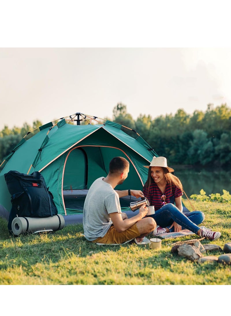 خيمة تخييم - خيمة عائلية فورية تتسع من 3 إلى 4 أشخاص، خيام أوتوماتيكية للتخييم، خيمة تخييم عائلية مقاومة للماء، خيمة سهلة التركيب، خيمة محمولة مقاومة للرياح على شكل قبة للتخييم والمشي لمسافات طويلة والسفر - Image 1