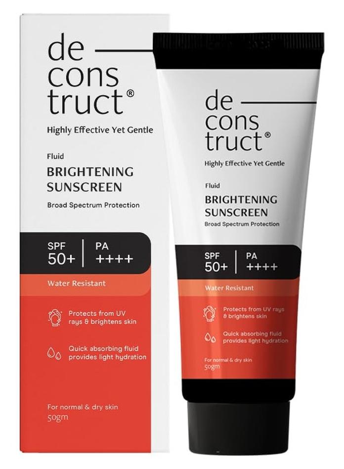 Deconstruct Brightening Sunscreen SPF 50+ And PA++++ | 8 hours Long Lasting Dewy Sunscreen | For Dry Skin | Water Resistant, No White Cast, Quick Absorbing | For Women and Men | 50gm - Image 1