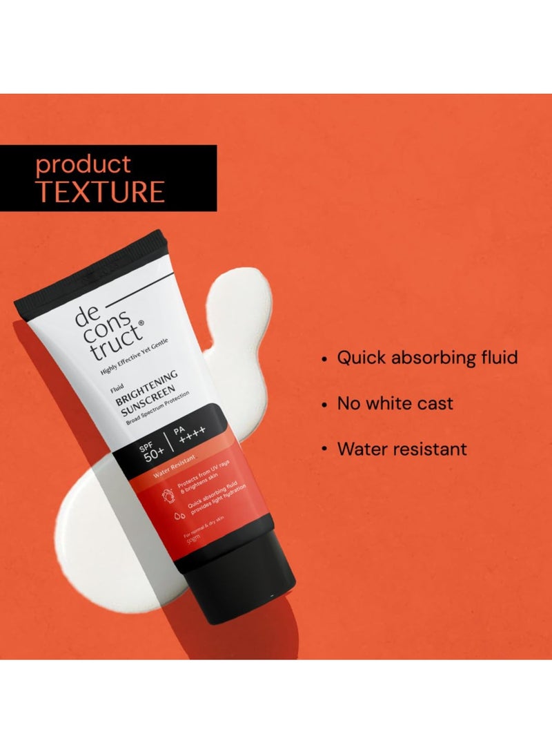 Deconstruct Brightening Sunscreen SPF 50+ And PA++++ | 8 hours Long Lasting Dewy Sunscreen | For Dry Skin | Water Resistant, No White Cast, Quick Absorbing | For Women and Men | 50gm - Image 3