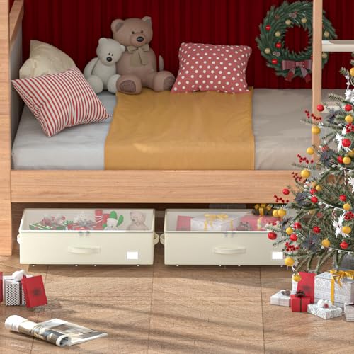 EE-RoomWorld Under Bed Storage with Wheels, No Assemble Required 12 inches height Under Bed Storage bins,Large capacity Rolling Underbed Shoe Storage containers，dorm underbed storage drawers - Image 4