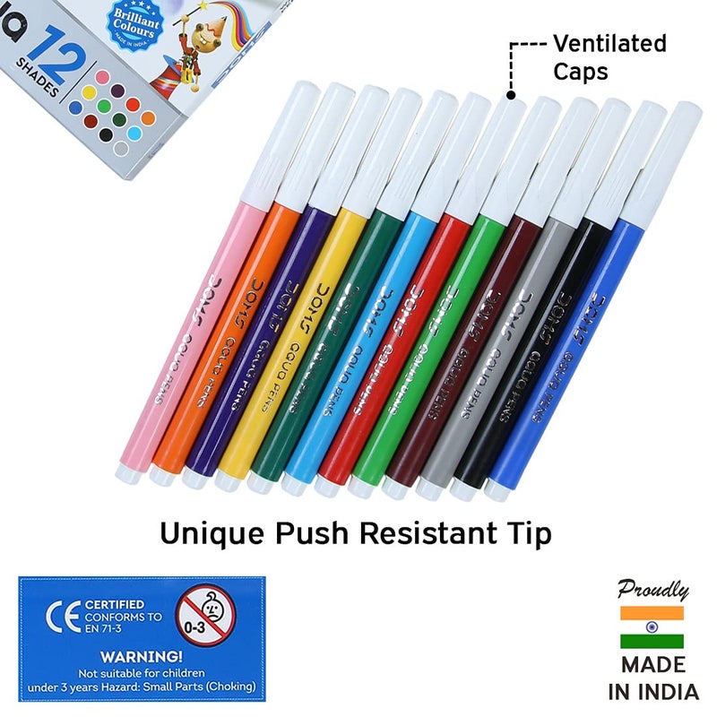 DOMS Doms Aqua 12 Shades Watercolour Sketch Pen Set | Unique Push Resistant Tip With Bright & Intense Colors | Non-Toxic & Safe For Kids | Colourful Sketching, Doodling & Mandala Art | Pack of 5  - Image 4