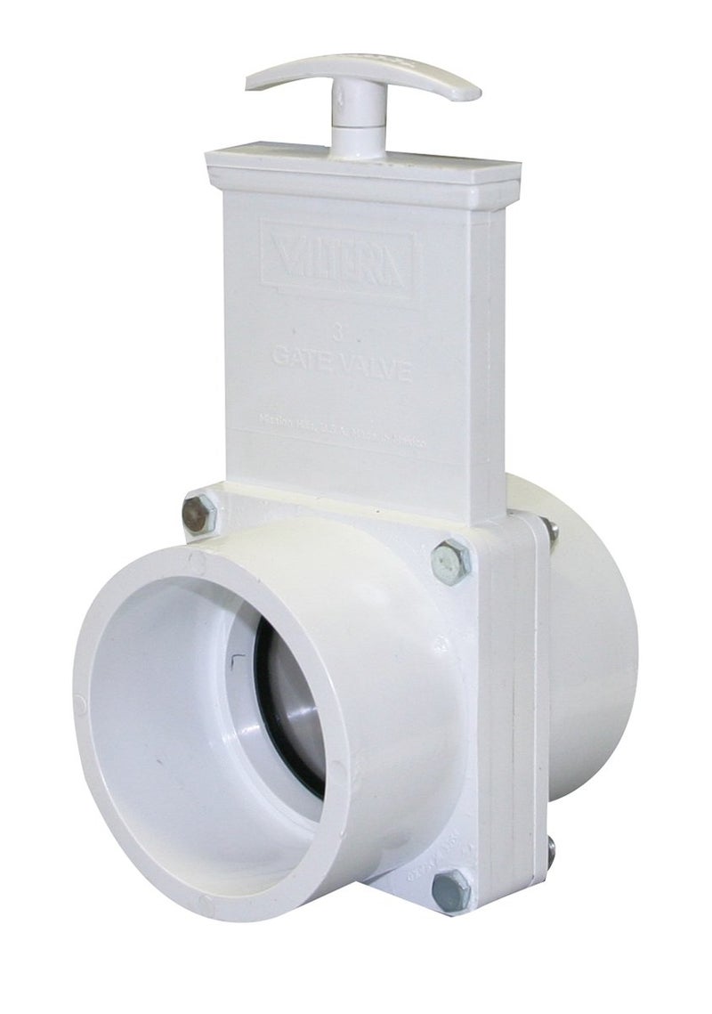 Valterra 4301 PVC Gate Valve, White, 3" Slip - Image 1