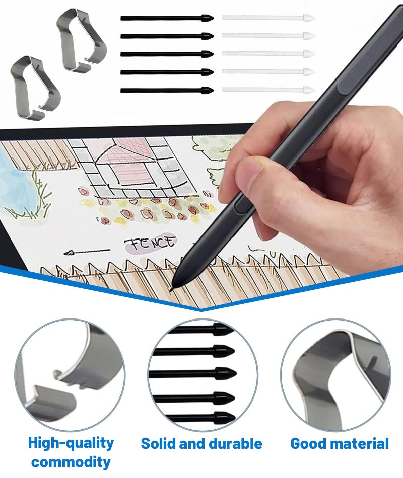 XFSAFDM 10 Pcs Touch Stylus Pen Tip Nib Suitable for Samsung S9/S8/S7/S6 Lite Handwriting Pen Core, Note 10/20 Touch Pen Replacement Tip (Black and White, Stylus Pen Not Included) - Image 3