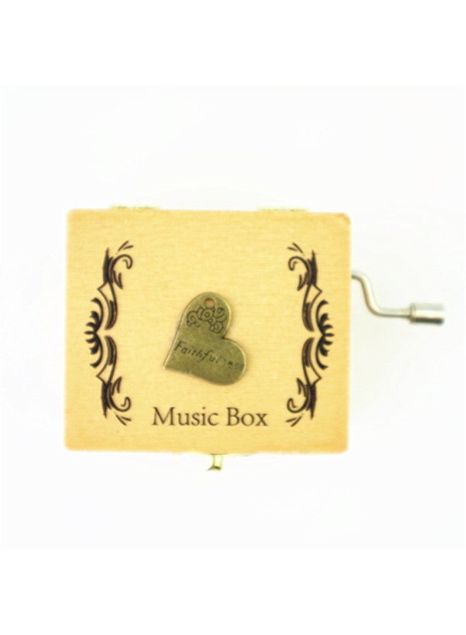Vintage Small Patch Music Box Metal Wooden Hand Music Box Cute Gift Student Gift Wholesale-Color:Love  - Image 1