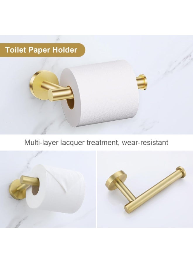 TodyJeyHo 4-piece gold-plated frosted gold bathroom accessories set, SUS304 stainless steel bathroom four-gold set, round toilet paper holder set, wall-mounted - Image 4