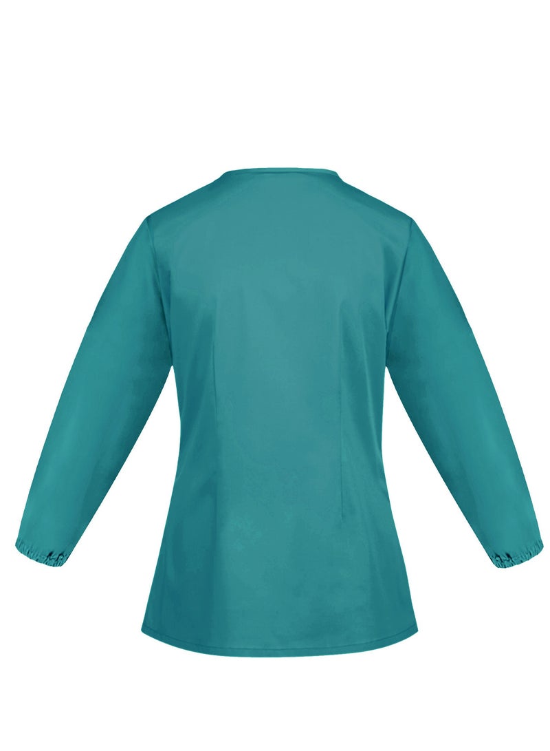 Solid V Neck Medical Scrubs Set，Medical Uniform Stretch Contrast Binding Top - Image 3