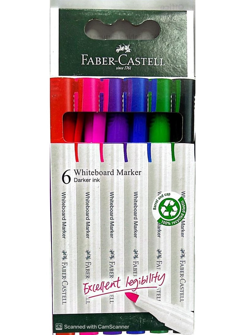 FABER-CASTELL 6-Piece Whiteboard Marker Darker Ink Pen Set Multicolour - Image 1
