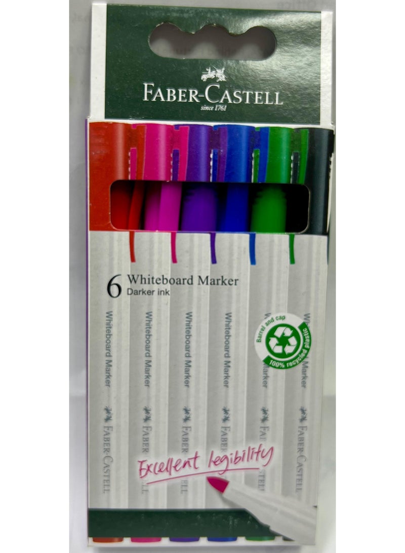 FABER-CASTELL 6-Piece Whiteboard Marker Darker Ink Pen Set Multicolour - Image 3