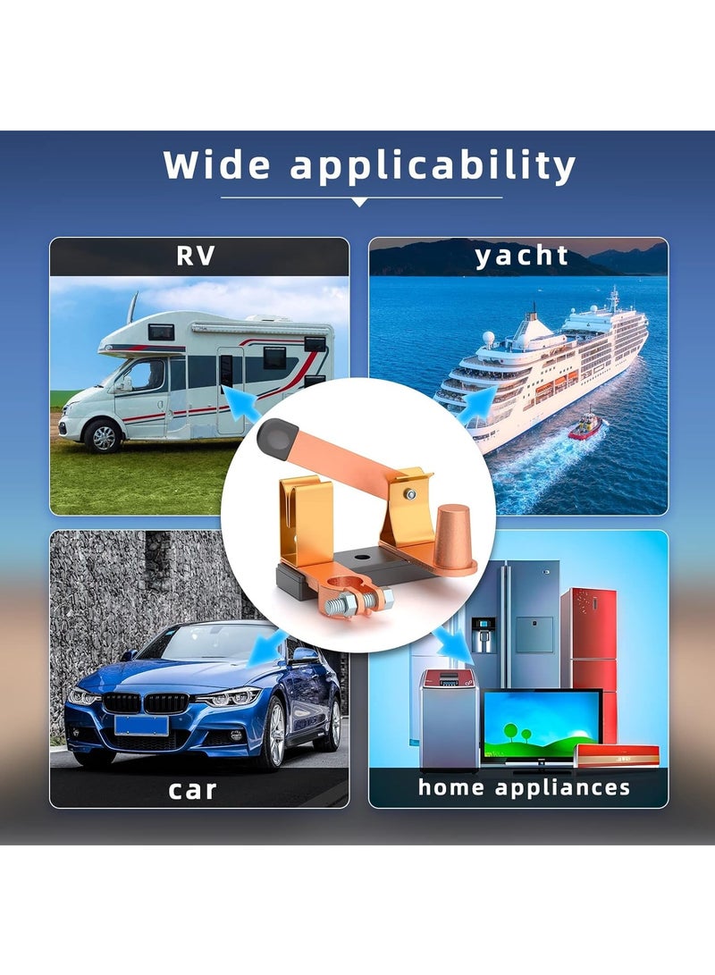 Vertical Top Post solid brass Battery Disconnect Switch 12V and 24V Battery Kill Switch For Negative Post Heavy Duty Knife Blade Battery Cut Off Switch for Auto Car RV Boat Truck - Image 2