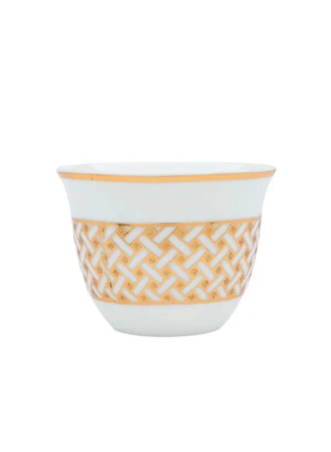 السيف غاليري فناجين قهوة عربية أبيض بنقشة ذهبي 12قطعة - Image 1