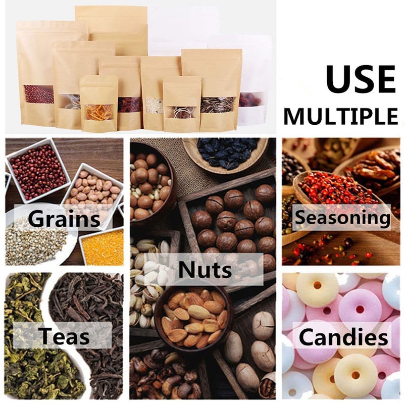 TRUE SHOP Polyester The Ultimate Solution For Food Storage Kraft Pouch StandUp Bags With SelfSealing Technology Matt Brown 500 Gram 10Inchx6Inch Or25Cmx16Cm Pack Of 50 - Image 3