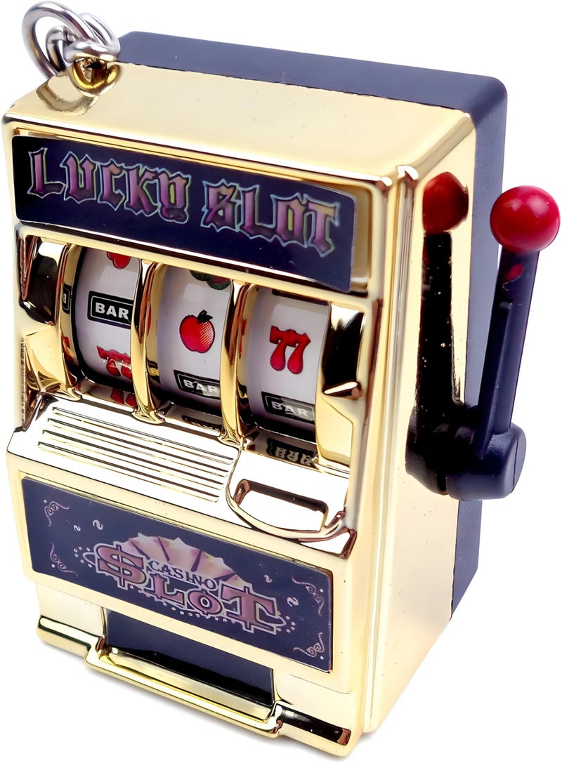 MAGIKON Mini Slot Machine Toy, Funny Lucky Slot Machine Bank with Spinning Reel and Keychain, Nice as Creative Festival Present Birthday Cake Decoration - Image 1
