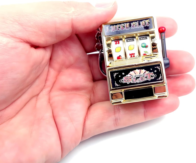 MAGIKON Mini Slot Machine Toy, Funny Lucky Slot Machine Bank with Spinning Reel and Keychain, Nice as Creative Festival Present Birthday Cake Decoration - Image 3