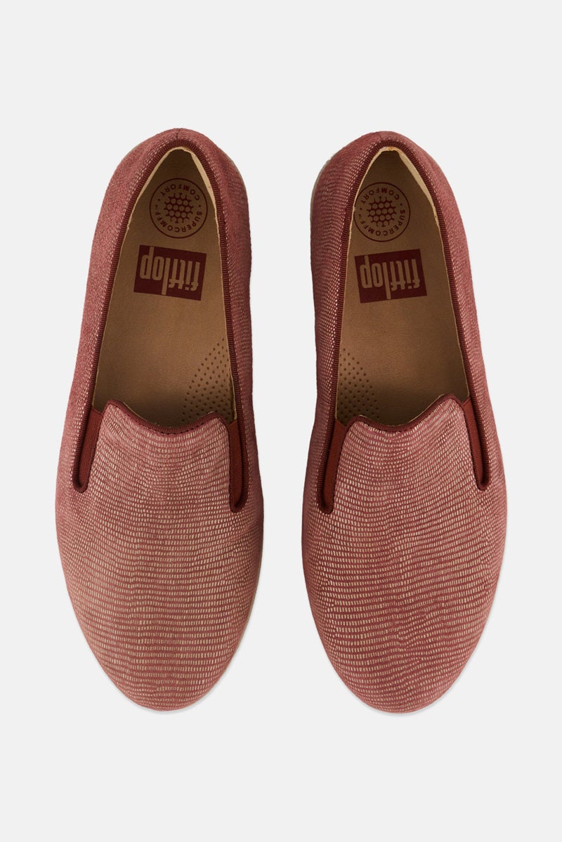 FitFlop أحذية نسائية سليب أون بطبعة وزغ، حمراء - Image 4