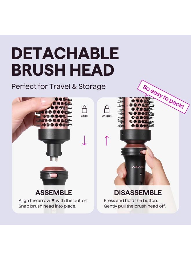 Wavytalk Thermal Brush, 1 1/2 inch Heated Round Brush with Detachable Head, Velvet Pouch and Dual Voltage for Travel, Easy to Create Blowout Look, Rose Gold - Image 5