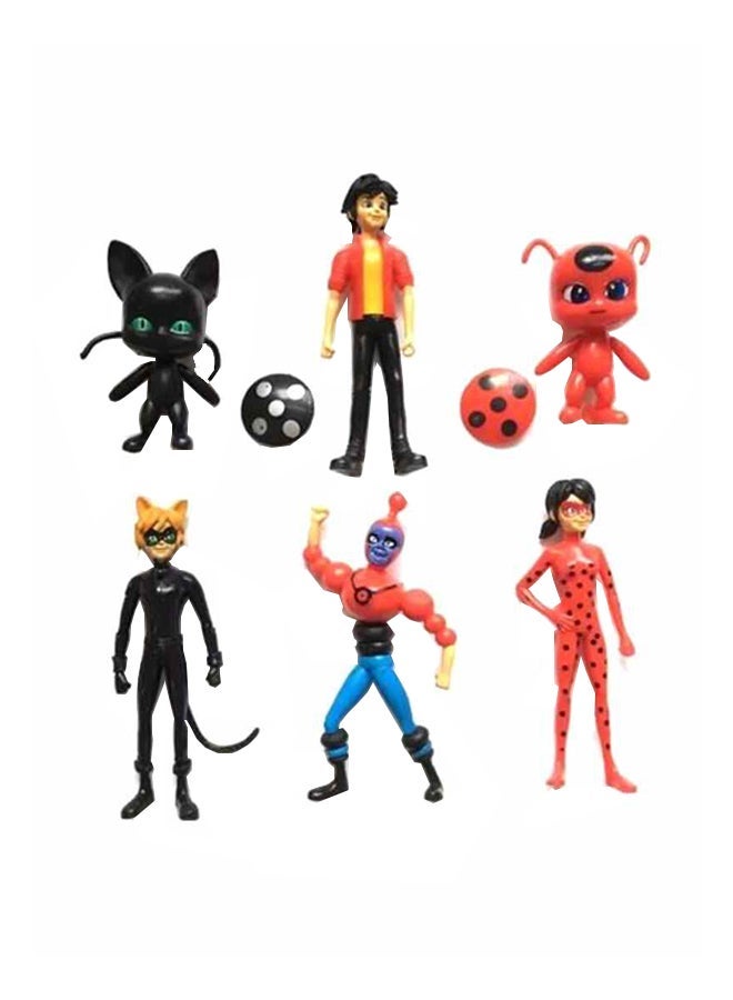 مجموعة مجسمات شخصيات فيلم  Miraculous Tales Of Ladybug And Cat Noir من 6 قطع 14سم - Image 2