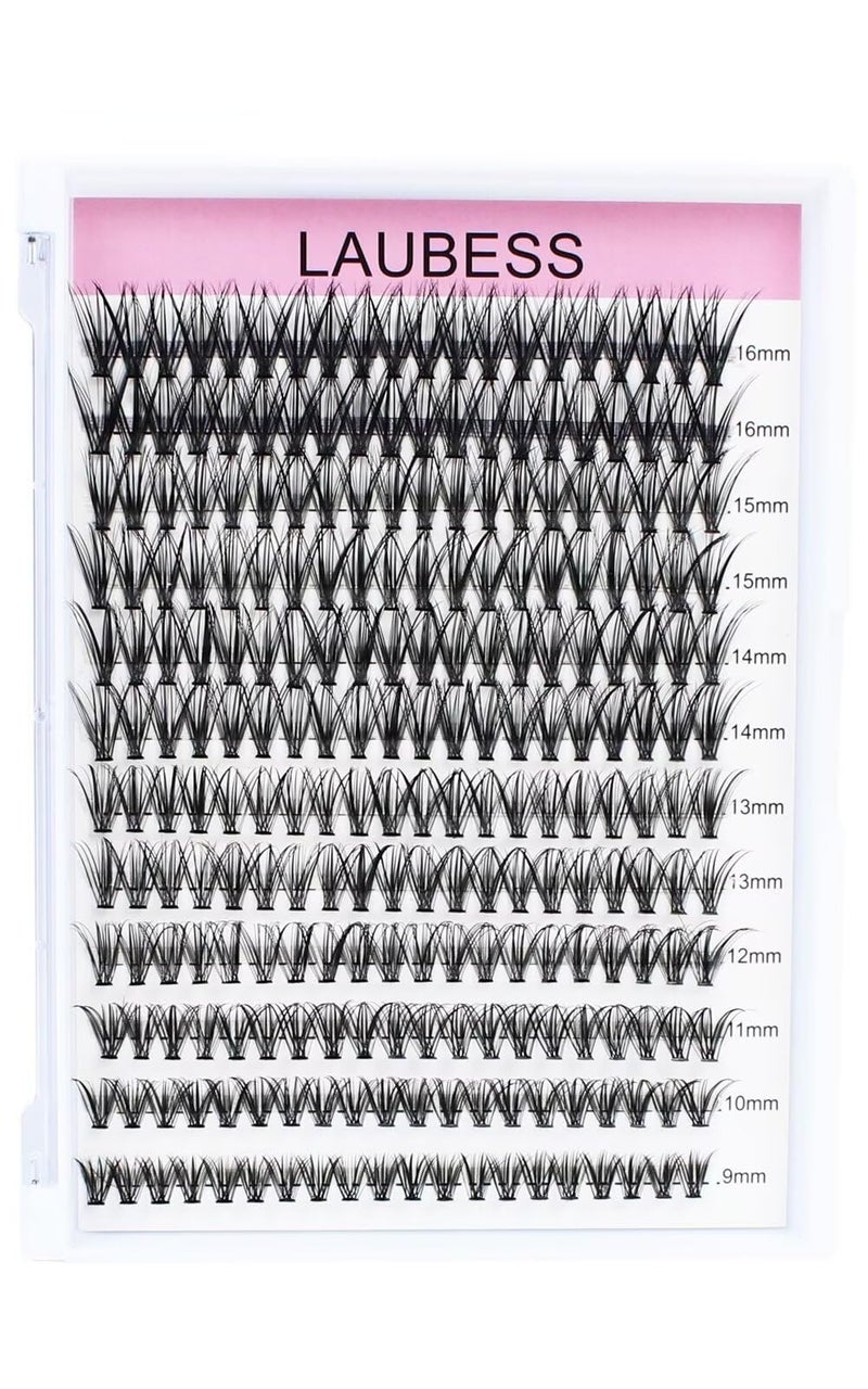 LAUBESS DIY Eyelash Extension 240pcs 30D Cluster Lashes Mixed Length Long False Eyelashes Individual Lashes Cluster Eyelash Extensions (30D-0.07C-9-16mm) - Image 1