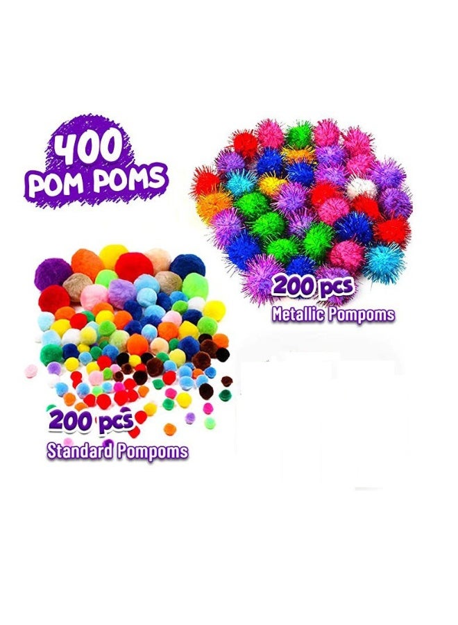 أعمال فنية إبداعية للأطفال، مجموعة ألعاب فنية إبداعية، تحتوي على عيون ملتوية، عصي ملونة، ريش، لامع، كرات فوم لامعة - Image 3