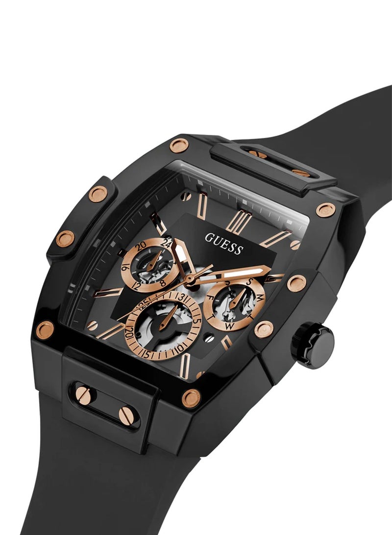 GUESS ساعة سيليكون متعددة الوظائف باللون الأسود للرجال GW0203G8 - 41 مم - Image 4